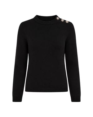 Jersey Negro De Manga Larga Con Cuello Redondo Y Botones Janha Rose De Ted Baker