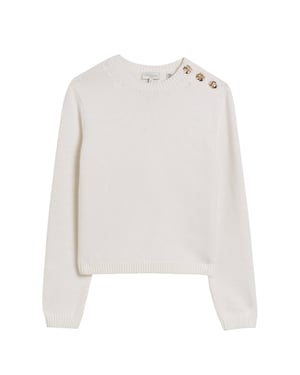 Jersey De Manga Larga Con Cuello Redondo Y Botones Janha Rose De Ted Baker, Color Marfil