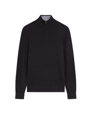 Jersey Negro De Media Cremallera Con Lana Merino Limehas De Ted Baker