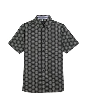 Camisa Negra De Manga Corta Con Estampado Geométrico Circular Pearsho De Ted Baker