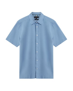 Camisa De Lino Azul Claro Ted Baker Zefre Regular