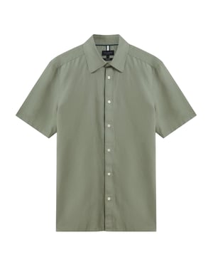 Camisa De Lino Verde Regular Zefre De Ted Baker