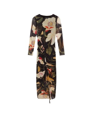 Vestido Midi Ajustado Fruncido De Malla Estampada De Ted Baker