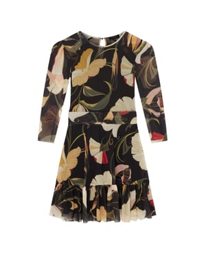 Minivestido Negro De Malla Con Hombros Fruncidos Estilo Skater De Ted Baker