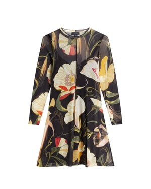 Vestido Midi Negro De Manga Larga Con Malla De Ted Baker