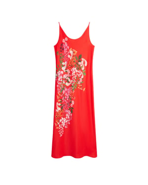 Vestido Lencero Rojo Estampado Con Escote Redondo Melmae De Ted Baker