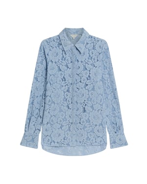 Camisa Azul De Encaje Largo Gennoa De Ted Baker