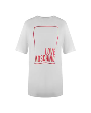 Camiseta Blanca Extragrande Con Logo De Caja Grande De Love Moschino