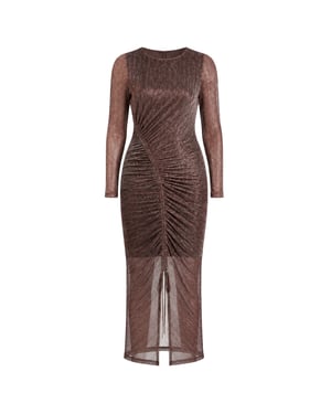 Vestido Rosa Ajustado Fruncido Metalizado Anthers De Ted Baker