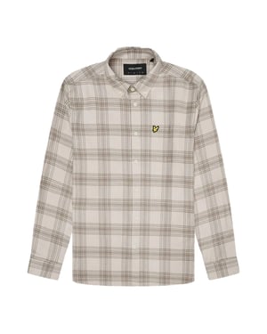 Camisa de franela beige de manga larga a cuadros tonales de Lyle & Scott