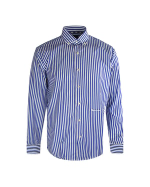 Camisa azul marino de manga larga con logo de la marca Aquascutum