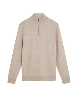 Jersey De Punto T-stitch Color Camel Con Media Cremallera De Ted Baker Kurnle
