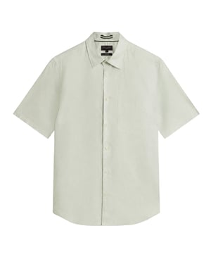 Camisa De Lino Verde Pálido Palomas De Ted Baker