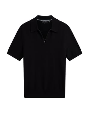 Polo Negro Con Cremallera Y Costura De Espiga De Ted Baker Fourd