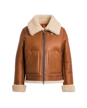 Chaqueta De Cuero Marrón Coñac Especial Gialean De Parajumpers