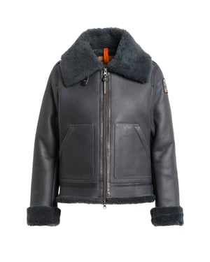 Chaqueta De Cuero Gris Oscuro Parajumpers Gialean Special Phantom