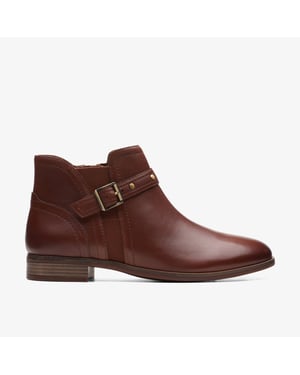 Botas Lea Trish Strap en Cuero Marrón Oscuro
