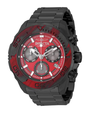 Invicta Carbon Hawk 51081 Reloj de hombre - Movimiento de cuarzo - Acero inoxidable con esfera roja - 48.00 mm