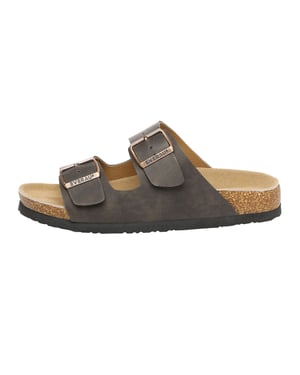 Sandalias EVER AU Men Duck Leather Twin Buckle - Piel engrasada marrón