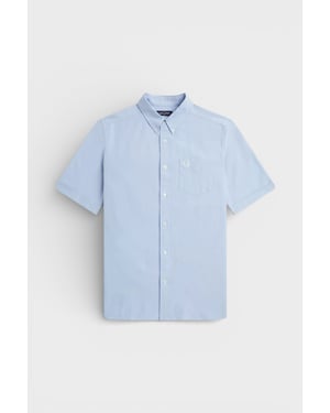 Camisa Oxford De Manga Corta Color Gris Claro De Fred Perry