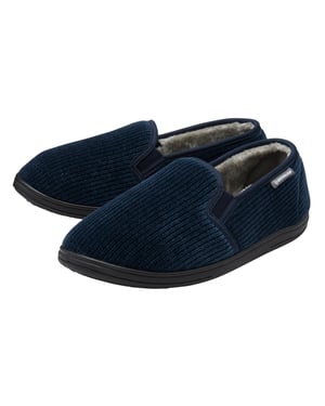 Zapatillas de Casa de Corte Córduroy para Hombre en Azul Marinos Forradas de Piel Sintética Talla UK 6-13