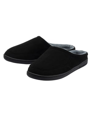 Zapatillas de casa de ante para hombre con forro de felpa negras, UK 7-13