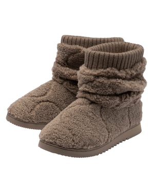 Zapatillas de casa de felpa Teddy para mujer color avena taupe, cálidas, Talla UK 3-8