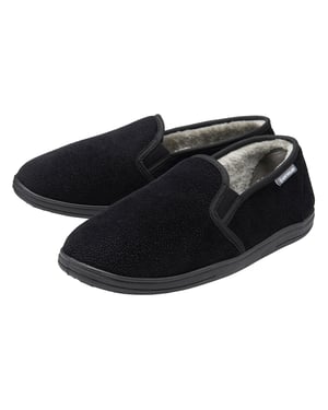 Zapatillas de casa texturizadas para hombre en negro, cerradas por detrás, acolchadas, talla UK 6-13