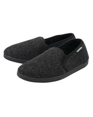 Zapatillas de Casa de Terciopelo para Hombre con Memoria Negra Reino Unido 7-12