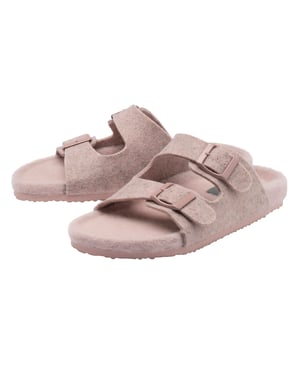 Zapatillas de casa de pelaje sintético para mujer con doble hebilla y punta abierta UK 3-8