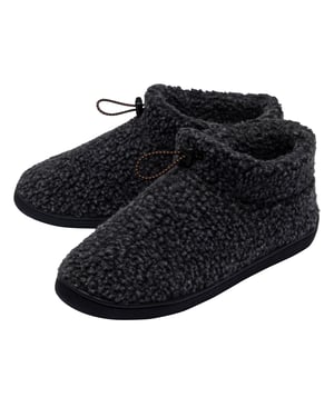 Zapatillas de casa de felpa Teddy para hombre, color carbón, cálidas y suaves, tallas del Reino Unido 7-12