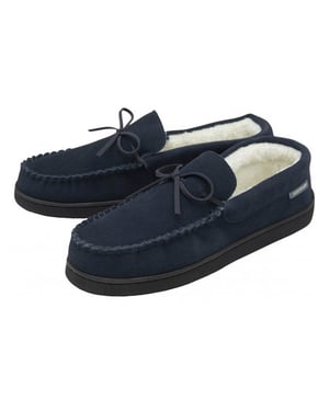 Zapatillas de casa de ante para hombre, azul marino, con plantilla de espuma viscoelástica, UK 7-12
