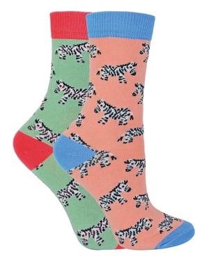 Miss Sparrow - Pack de 2 Calcetines de Bambú para Niña con Estampado de Animales - Cebras