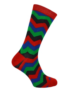 Mr Heron - Calcetines de Bambú para Hombre | Calcetines de Argyle a Rayas | Regalos para Él - Zig Zags (Rojo)