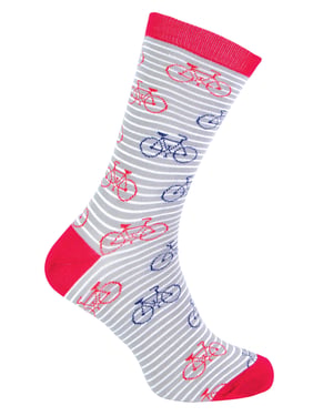 Mr Heron - Calcetines de Bambú para Hombre | Calcetines de Argyle a Rayas | Regalos para Él - Bicicleta (Gris)