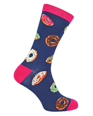 Mr Heron - Calcetines de Bambú para Hombre | Calcetines de Argyle a Rayas | Regalos para Él - Donuts (Azul Marino)