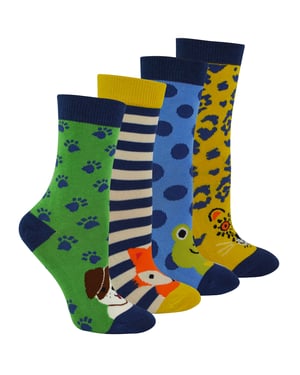 Miss Sparrow - 4 Pack de Calcetines de Bambú para Niños en Caja de Regalo - Surtidos