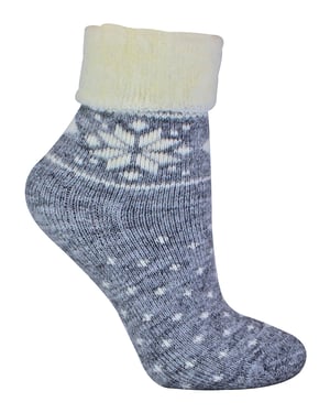 Calcetines de Cama de Lana para Mujer con Diseño Fairisle | Snob de Calcetines | Calcetines Térmicos de Salón para Invierno | Usados para Botas, Dormir, Salir al Aire Libre o como Regalo | Diseños Navideños - Gris