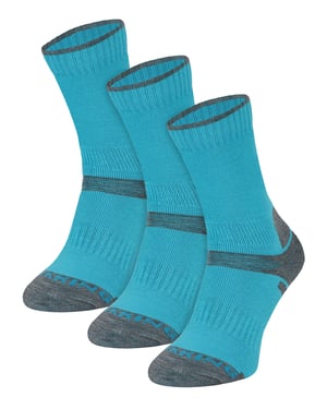 3 Pair Multipack Kids Merino Wool Hiking Socks | Calcetines ligeros anti-ampollas para niños y niñas - Turquesa