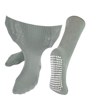Calcetines Extra Anchos para Edemas con Puños Antideslizantes | Dr.Socks | Hombre y Mujer | Calcetines de Bambú con Puños para Piernas, Tobillos y Pies Hinchados - Grises