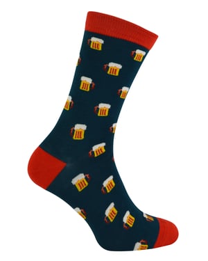 Mr Heron - Calcetines de bambú para hombre | Calcetines de rayas Argyle | Regalos para él - Cerveza (verde azulado)