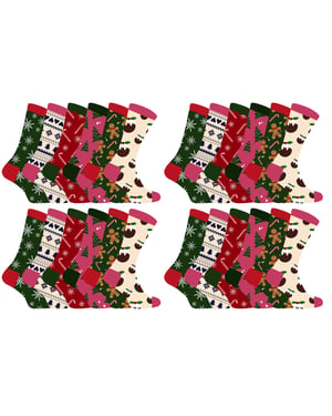 Calcetines de Navidad para Mujer | Calcetines Snob | Calcetines de Navidad de colores | Regalo para Ella - 24 Pack