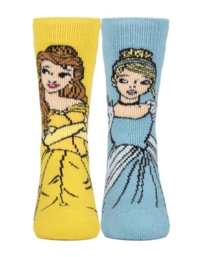 Calentadores Lite - Novedad Calcetines Princesas Disney para Niñas | Cenicienta Ariel Frozen Belle - Belle & Cinderella