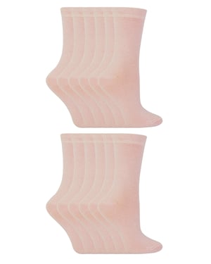 Paquete múltiple de 12 pares de calcetines de algodón de colores para niños y niñas - Rosa claro