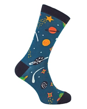 Calcetines de bambú con estampado de estrellas, galaxias y planetas - Space (Azul Marino)