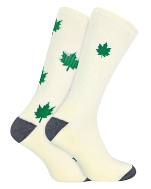 Urban Eccentric - Calcetines de algodón acolchado Weed Leaf en blanco | Calcetines para hombre y mujer - Weed