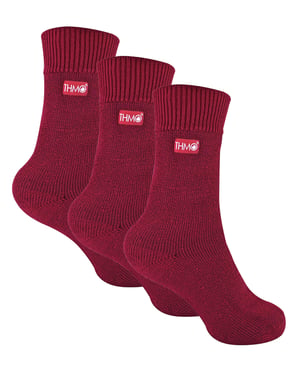 3 Pares Multipack Niños Calcetines Térmicos | THMO | Ribbed Soft Top Fleece Fluffy Inner Warm Socks for Boys & Girls - Fucsia
