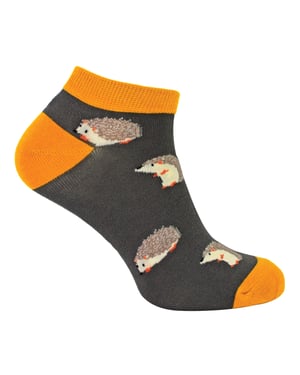 Calcetines de Bambú para Hombre | Mr Heron | Calcetines Bajos Transpirables con Temas de Animales - Erizos (Gris)