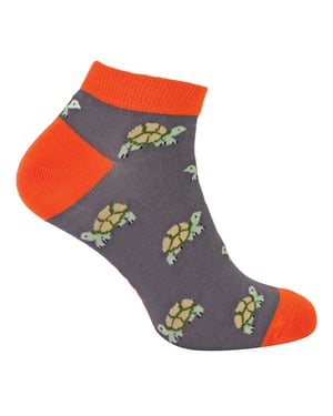 Calcetines Bajos Transpirables para Hombre Bamboo Trainer Socks - Tortugas (Gris)