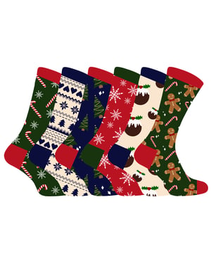 Calcetines de Navidad para hombre | Snob de calcetines | Novedad Colorido Elegante Divertido Patterned Crew Xmas Socks - 6 Pack
